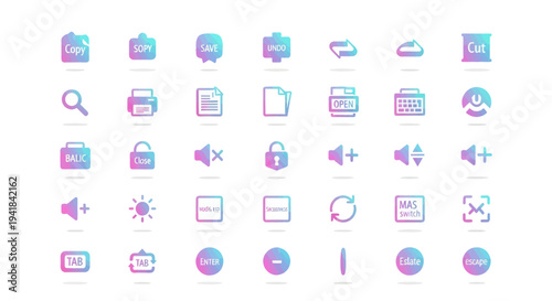 Collection of Modern Gradient Digital Icons for User Interface Design.