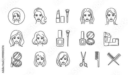 Minimal Woman Beauty Salon Logo Icons Vector Illustration