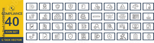 Compliance web icon set. Editable line icons. Vector illustration - stock vector
