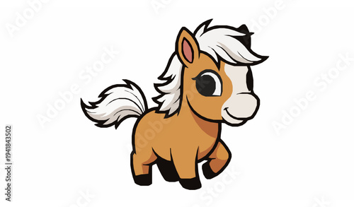 Adorable Baby Horse Pony Cartoon Vector Illustration