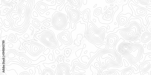 Minimal white topography line grid outline counter map. Landscape wavy topography relief discovery area white, black line background.