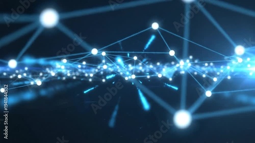 Abstract Digital Network Connection Background with Glowing Nodes and Interconnected Lines.
