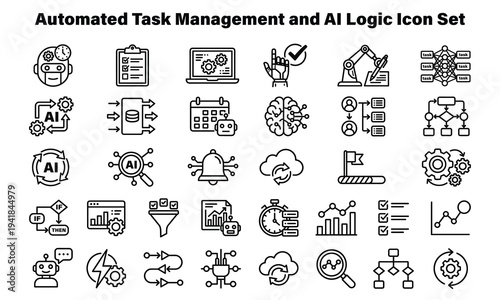 Automated task management icons for modern business productivity
