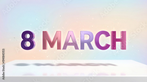 March 8th International Women's Day Colorful 3D Text