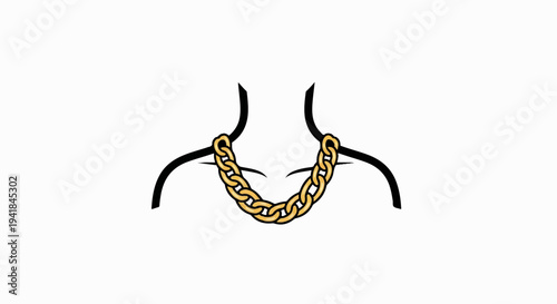 Thick golden chain draped across a stylized human neck and shoulders