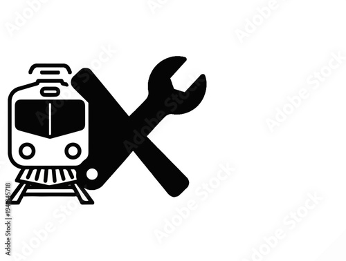Train icon overlaid with a wrench, symbolizing repair or maintenance services