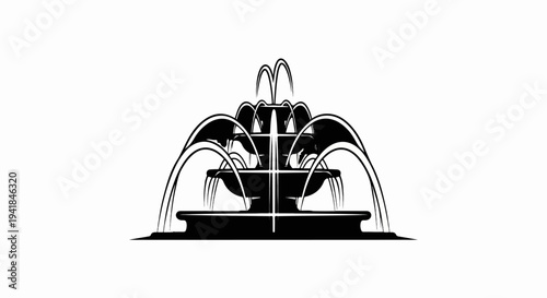 Stylized multi-tiered water fountain with cascading streams
