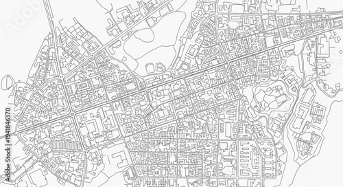 Detailed City Map Illustration with Intricate Street Layout.