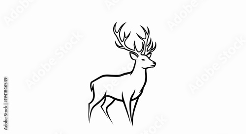 Stylized outline of a majestic stag with large, branching antlers stands alert
