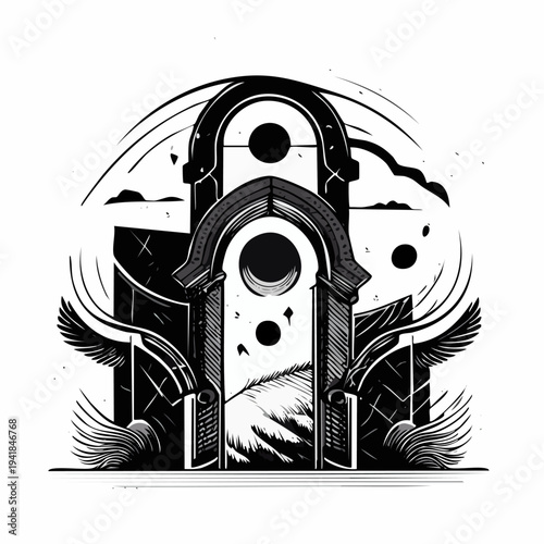 Gothic Arch Monumental Entrance.