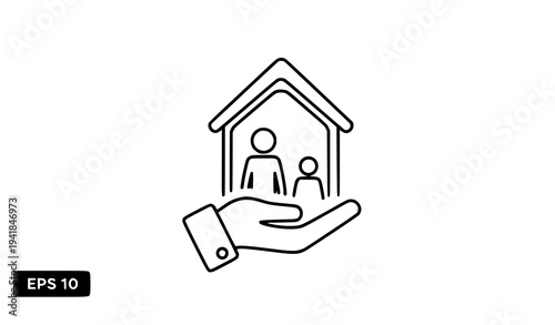 Social Help Outline Icon Homeless Support Charity Vector