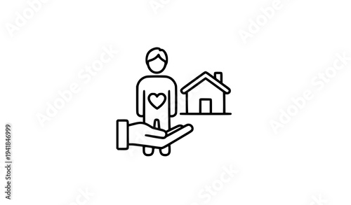 Homeless Outreach Line Icon Charity Support Helping Hand Vector