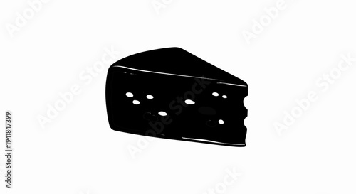 Stylized black silhouette of a wedge of cheese with holes