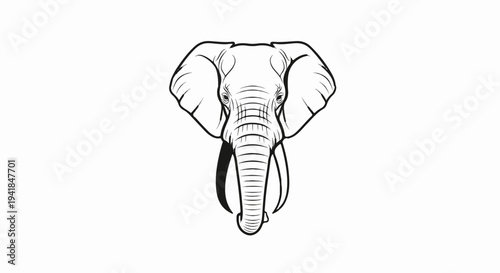 Stylized line art of an elephant's head facing forward with large ears