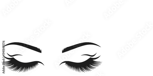 Stylized closed eyes with prominent eyelashes and defined eyebrows