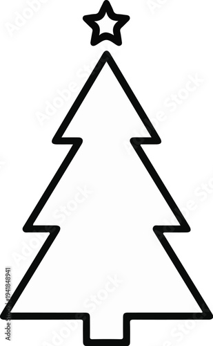 Simple outline of a Christmas tree topped with a star