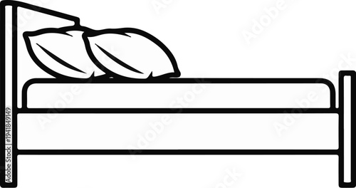 Simple line drawing of a bed with two pillows and a mattress
