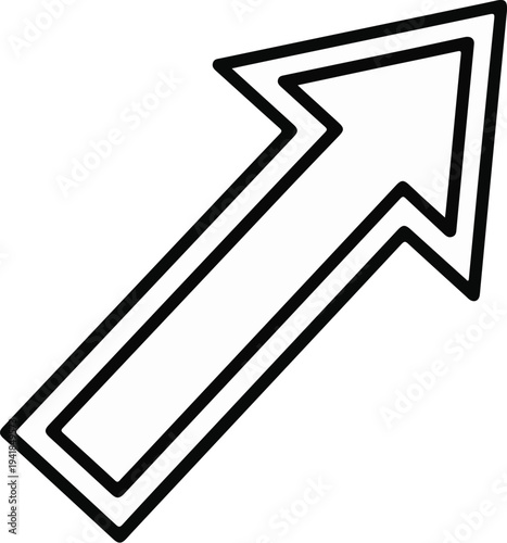 Stylized arrow pointing upwards and to the right
