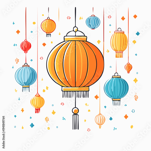 Colorful Lanterns Hanging.