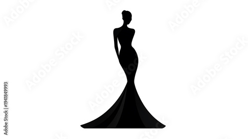An elegant silhouette of a woman in a long, flowing dress