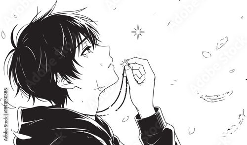 Vector illustration of young man blowing kiss