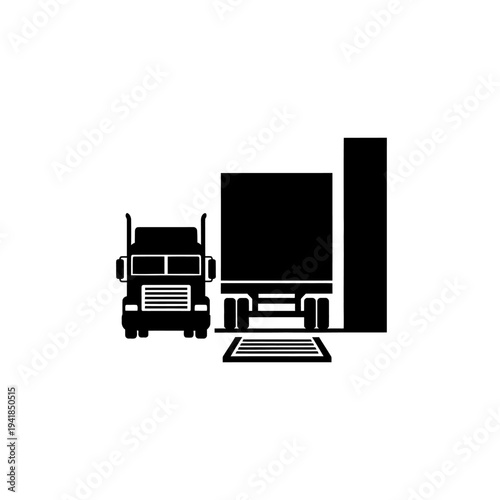 Truck at Loading Dock Silhouette Illustration.