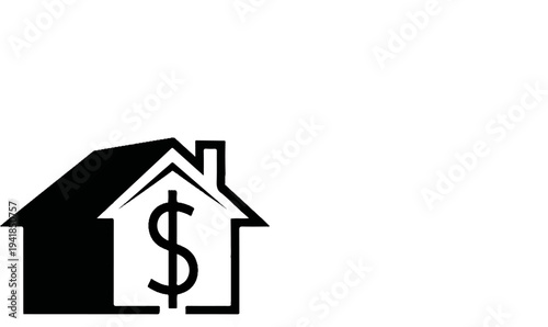 Stylized house silhouette with dollar sign inside outlines