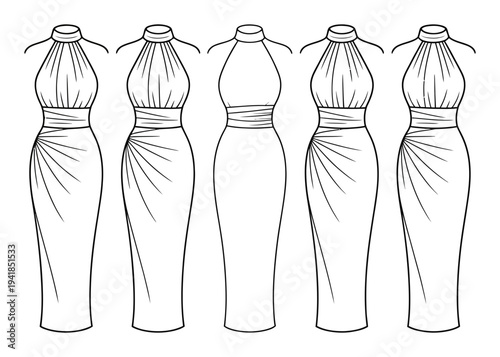 Fashion Five Halter Neck Gowns with Draping