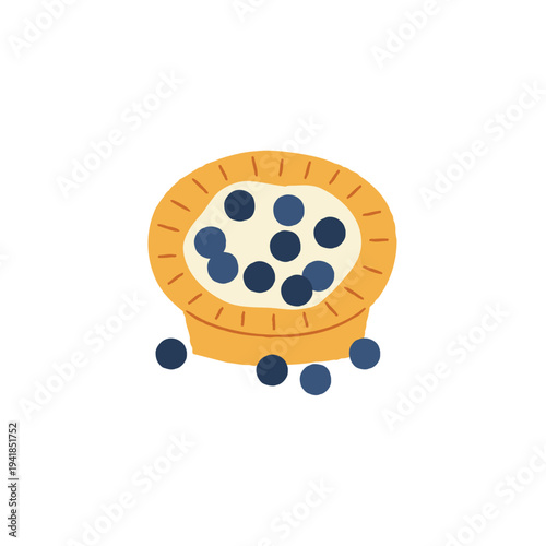 Hand Drawn Illustration of Blueberry Tart