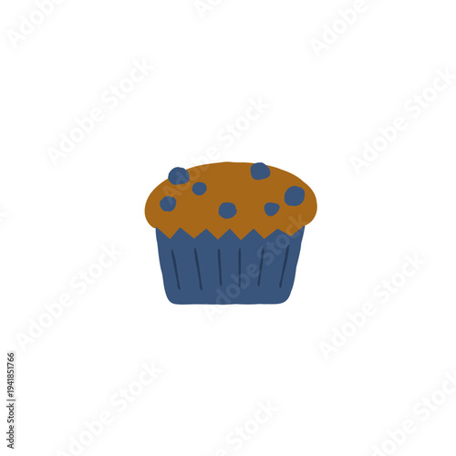 Hand Drawn Illustration of Blueberry Muffin