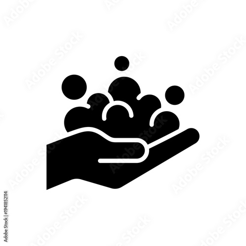 Foam cream and soap bubbles on hand line icon set, label, badge, logo, symbol, sign, black, line, vector, isolated illustration. Washing hands to keep clean icon set. Wash hands health care icons. 