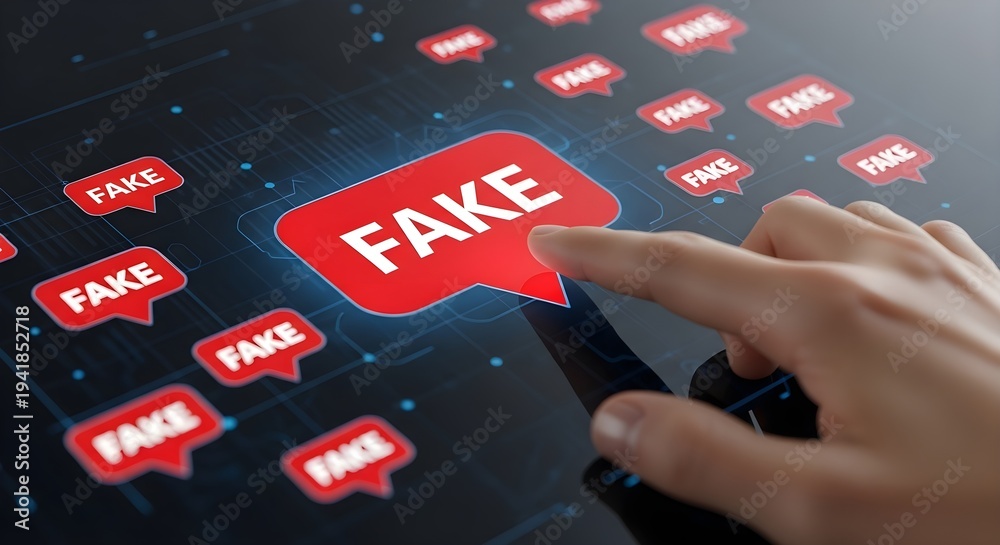 Obraz premium Identifying and addressing fake news on digital devices through interactive technology
