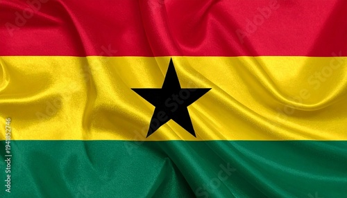 Horizontal tricolor flag of Ghana with central black star.