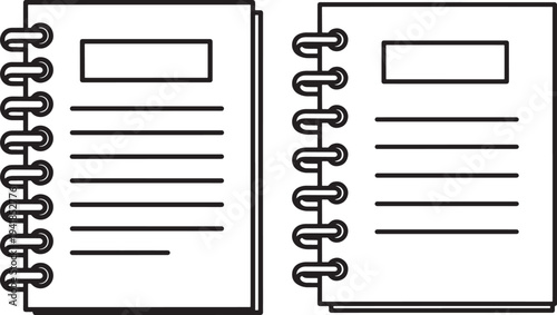 Outline icons of two spiral notebooks for writing notes