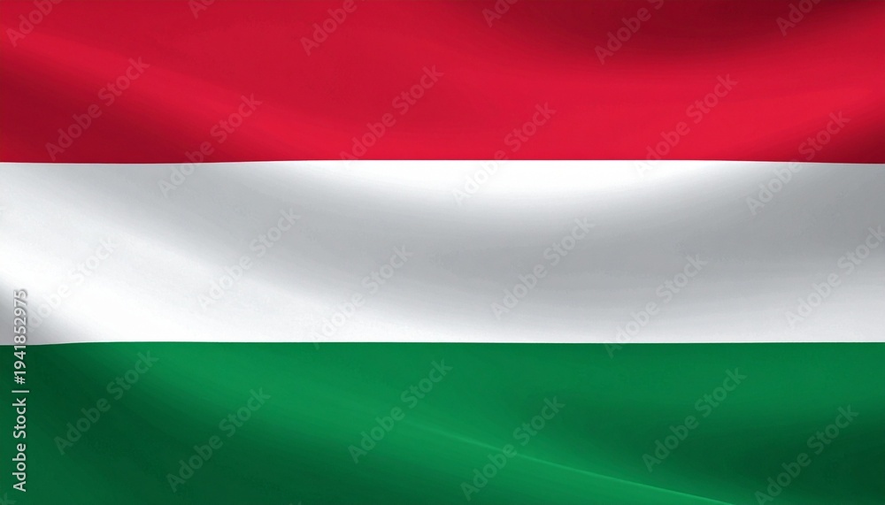 Obraz premium Hungarian national flag with red, white, green stripes.