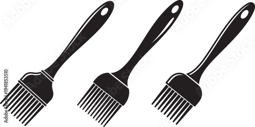 BBQ brush icon silhouette set for grilling food object