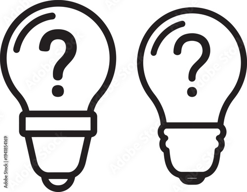 Question mark in light bulb icon silhouette