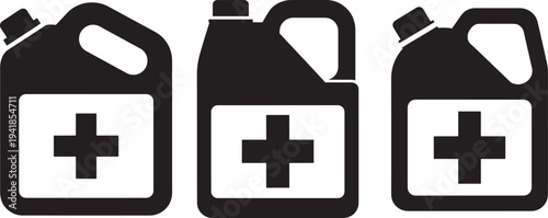 Medical fluid container icon silhouette