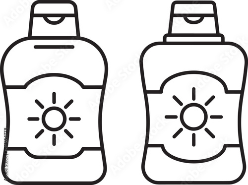 Sunscreen lotion bottles icon silhouette on white background