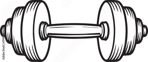 Dumbbell Weight Fitness Gym Equipment Line Art Illustration