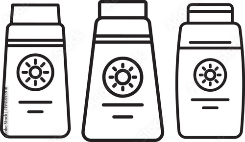 Three icons representing cosmetic tubes in silhouette