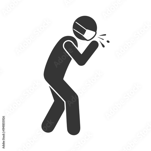 咳をする人物のシルエットアイコン