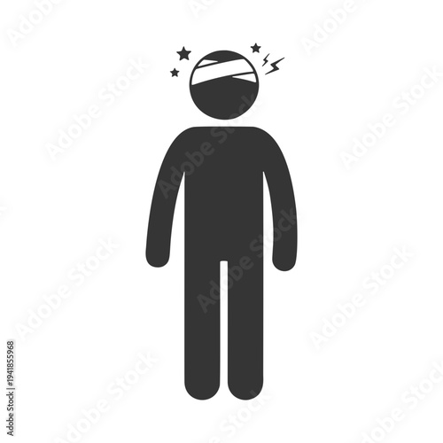 頭部を負傷した人物のシルエットアイコン