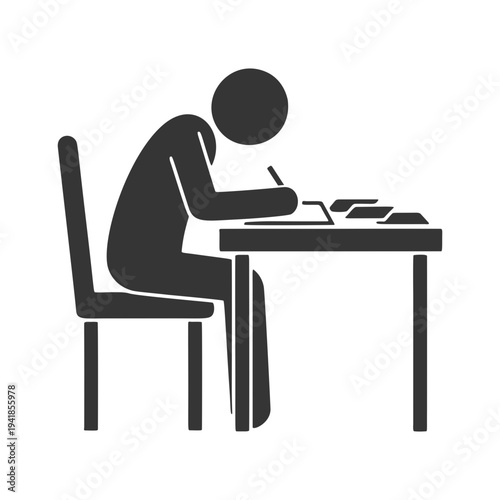 勉強する人物のシルエットアイコン