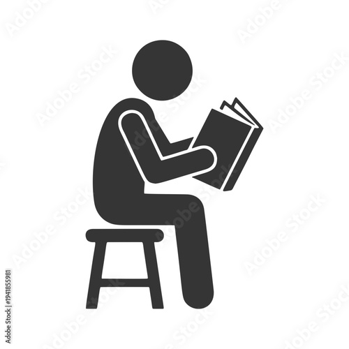 読書する人物のシルエットアイコン