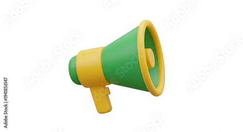 A green and yellow megaphone on a solid Brazil, green and yellow colors in 2026 soccer world championship