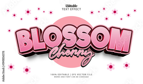 Cherry Blossom Editable Text Effect Style 3d Bold Pink Colours with Sakura Leaf
