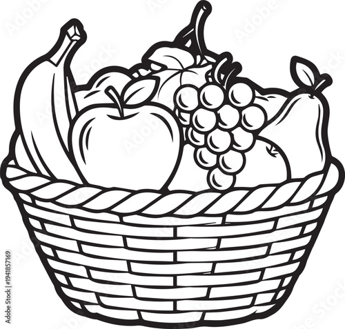 Assorted fruit basket with grapes apple and banana