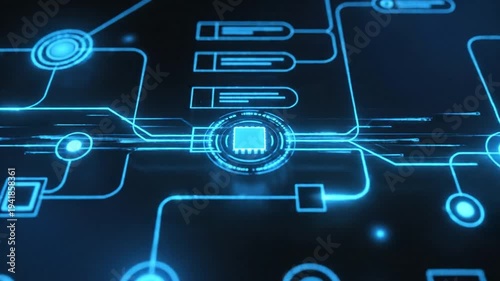 Abstract Digital Network Connections and Data Flow in a Futuristic Technology Background.