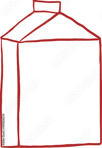 Milk carton dairy container doodle. Whimsical cafe, bakery and patisserie vintage line art series.